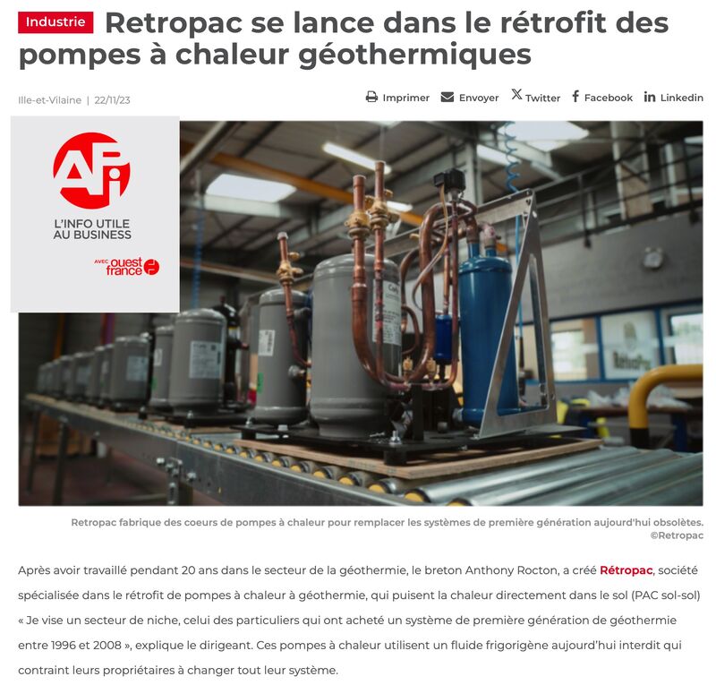 Retropac se lance dans le rétrofit des pompes à chaleur géothermiques - Ouest France Entreprises